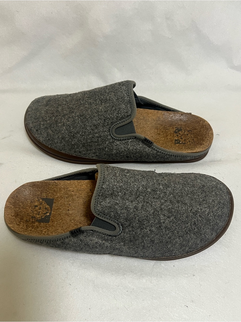 Reef Men's Gray Felt Slip-On Mule Loafers